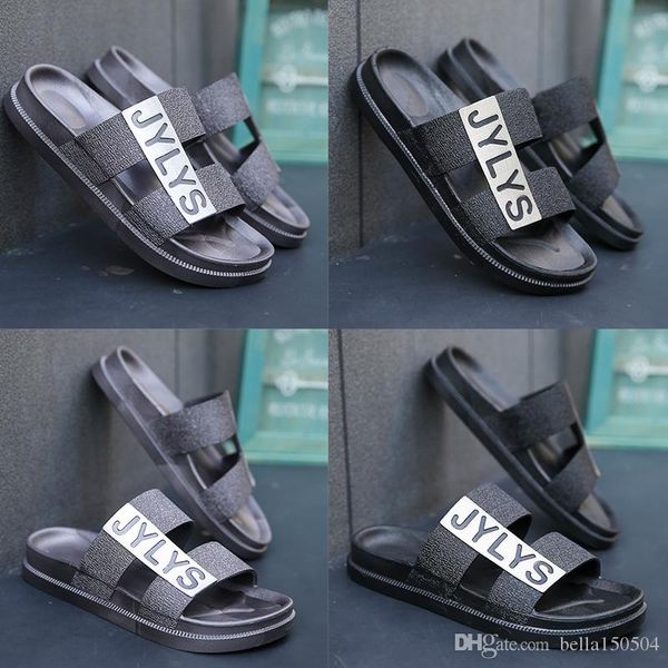 

european brand summer slippers designer sandals men breathable beach flip flops casual slip-on flats sandals men shoes quality, Black