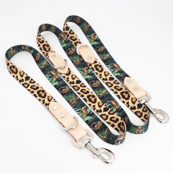 

hand dog leash leopard dog leash printed nylon pet lead pet walking leashes