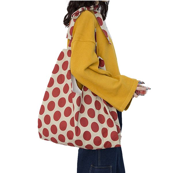 

vintage women canvas shoulder bags polka dot large capacity ladies crossbody bags fashion casual female girls messenger bag