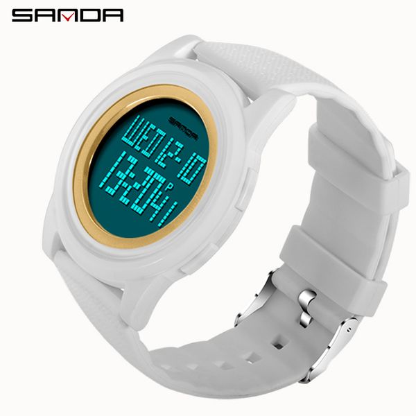 

watch women sanda brand ultra slim led digital watch men watches montre femme silicone waterproof sport wristwatches, Slivery;brown