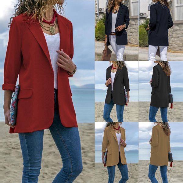 

elegant women's suits zanzea 2020 autumn blazers female casual open front cardigan woman solid office lady business outwear 5xl, White;black