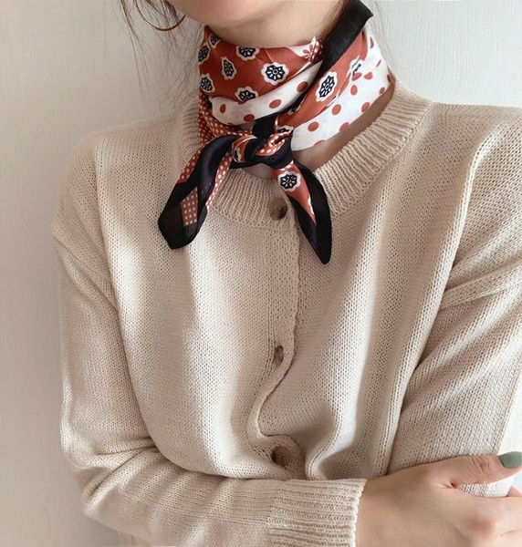 

dolphin fashion women square scarf 70*70 chiffon silk scarves small flower chocolate headband small bandana hijab wraps, Blue;gray