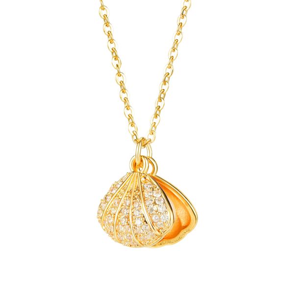

pendant necklaces imitation pearl shell necklace rose gold color stainless steel charm women fashion jewelry accessories gift, Silver