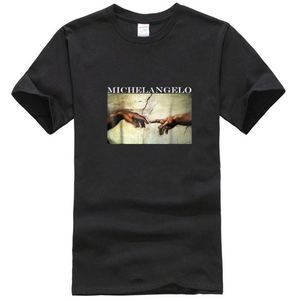 

michelangelo art shirt - creation of adam rude tee round neck