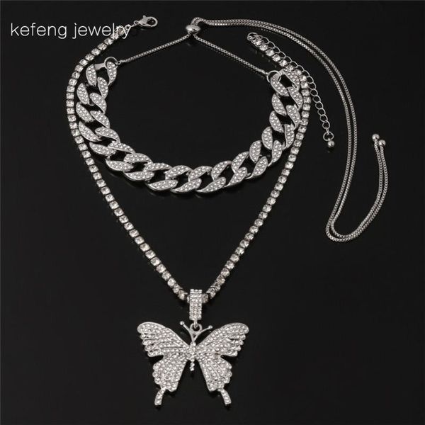 

big size butterfly butterfly butterfal charm 15mm bubble miami curb cuban chain hip hop ожерелье рэпер подарок рок мужчины женщины серебряны, Golden;silver