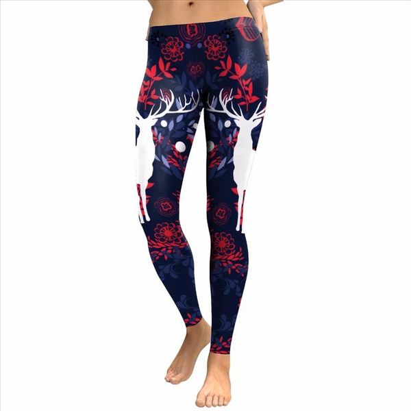 

new arrivals christmas women leggings deer printed legging slim pants legins black and blue plant printing white christmas deer