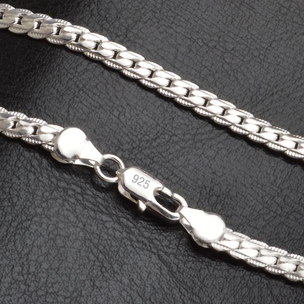 

5mm fashion chain 925 sterling silver necklace pendant men jewelry full side necklace