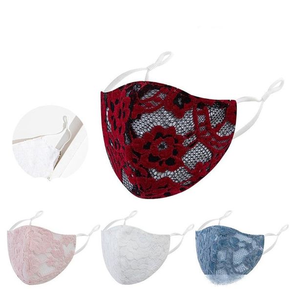

hollowing lace face masks flower mascarilla gauze fashion anti pm 2.5 reusable respirator children 3 7ws c2