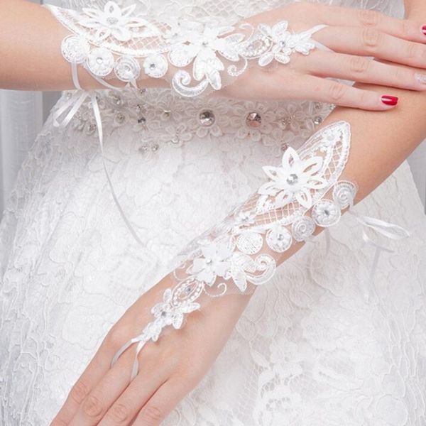 

five fingers gloves harajuku women lace floral hollow appliques flower fingerless wrist accessories elegant white fashion ladies 2021, Blue;gray