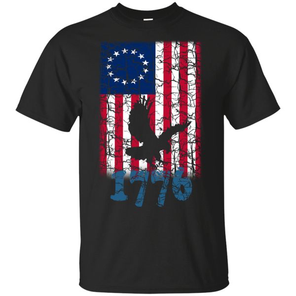 

betsy ross 4th of july american flag 1776 eagle t-shirt black-navy men-women cool tee shirt