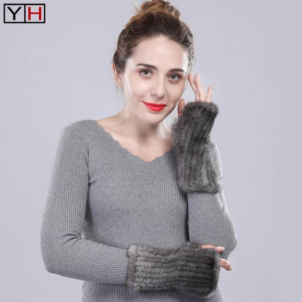

five fingers gloves good elastic natural real winter women knitted mittens lady retail wholesale, Blue;gray