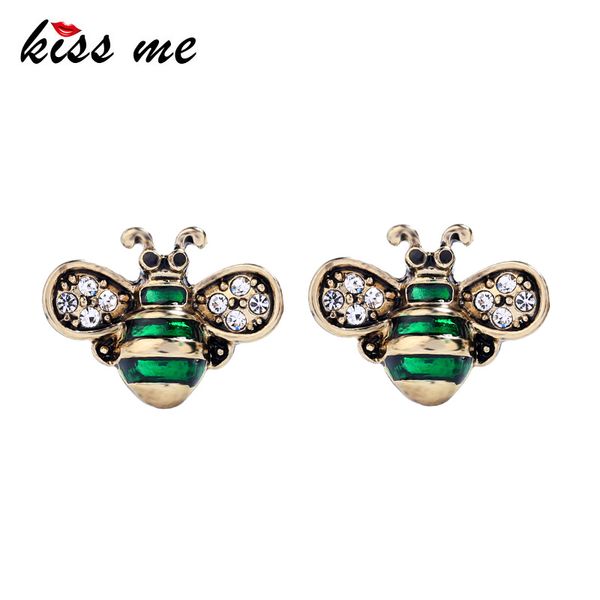 

kiss me alloy enamel small bee stud earrings for women sweet cute 3 colors vintage earrings female fashion accessories, Golden;silver