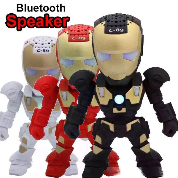 

c-89 iron man wireless bluetooth speaker mini protable sealed button music speaker with tf card fm radio for phone and computer
