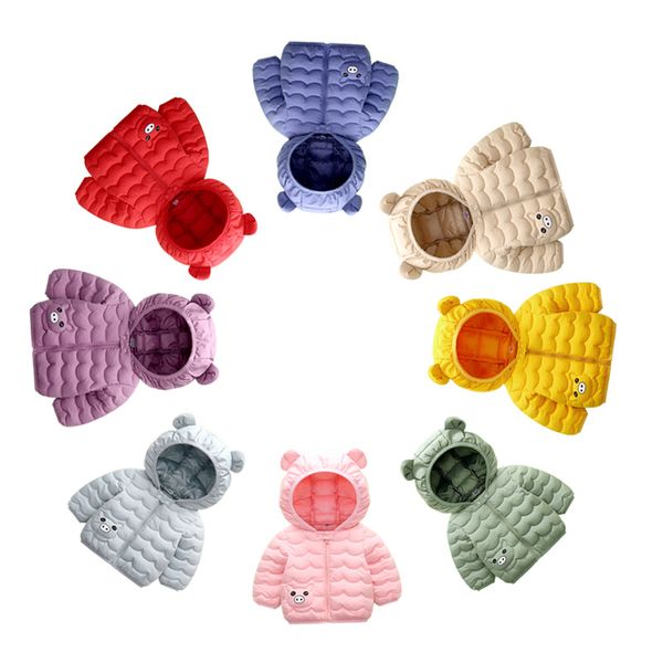 

baby kid jacket autumn and winter boycartoon pig hooded girl windbreaker kids clothing kg-436, Blue;gray