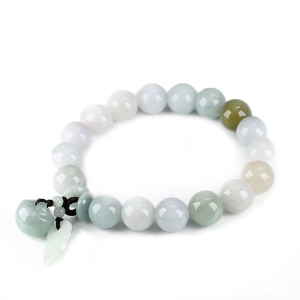 

natural stone 10mm jades round beads kirin gourd jadeites pendant strand bracelet fashion jewelry wholesale tr543, Black