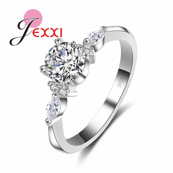 

cluster rings women proposal for 925 sterling silver fashion anillos bijoux cubic zircon crystal wedding engagement jewelry, Golden;silver