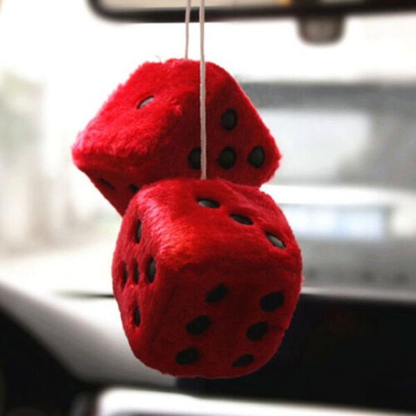 

2Ã rolling dice plush car auto pendant rearview ornament hang dangle charm for rear view mirror charm