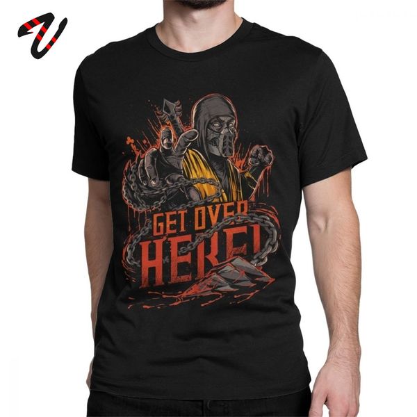 

mortal kombat 11 t shirts men scorpion get over here new print tshirt popular fighting game t-shirt man cotton tees classic