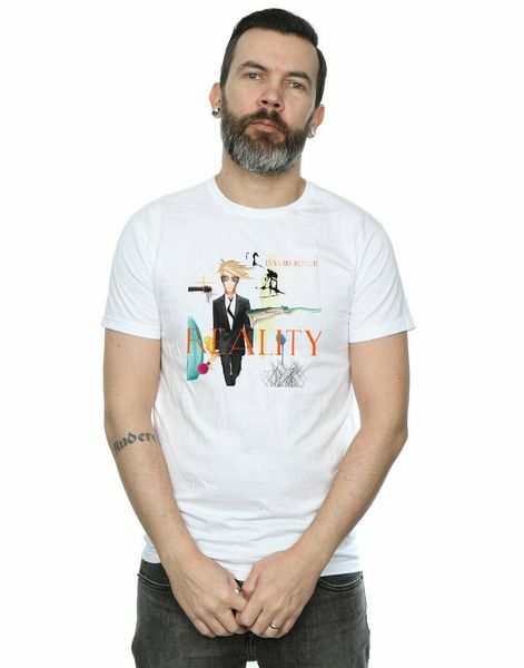 

david bowie men's reality album cover t-shirt funny design tee shirt