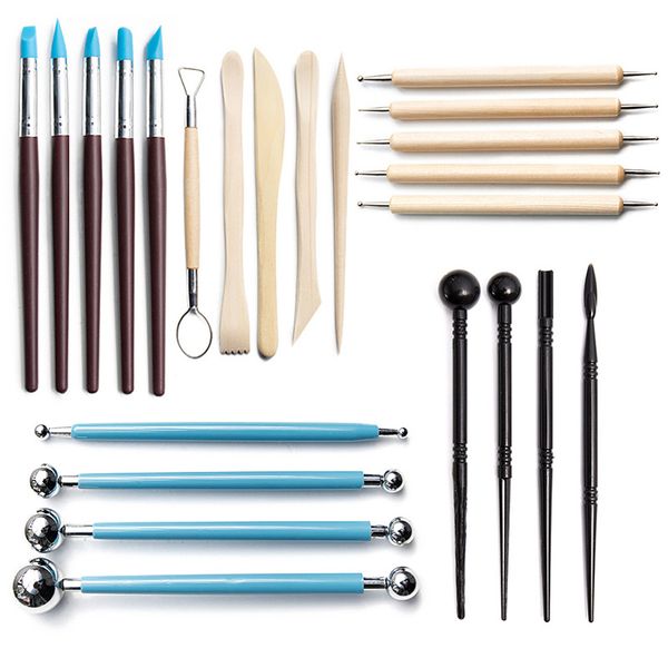

pottery clay tool 23-piece set indentation point drill pen stick silicone multifunctional clay sculpture carving knife