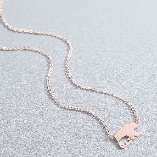 

necklace women stainless steel simple polar bear choker chain necklace steel fashion rose gold boho jewelry on the neck, Silver