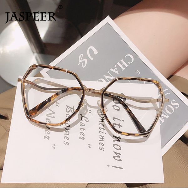 

JASPEER Oversized Anti Blue Light Eye Glass Frame Women Punk Anti Eyestrain Eyewear Brand Designer Ladies Clear Lens Frames, White;black