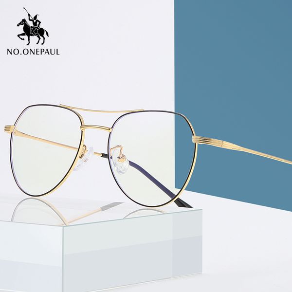 

no.onepaul eyeglasses optical spectacle frame polygon metal anti blue light blocking glasses frame women computer games goggles, White;black