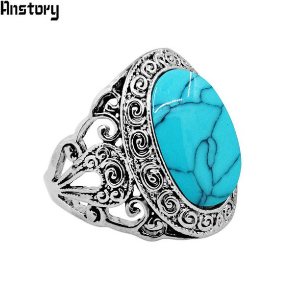 

oval stone snail flower rings for women vintage look antique silver plated fashion jewelry, Golden;silver