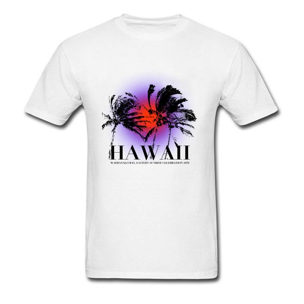 

men t-shirts hawaii sunrise custom shirt 100% cotton o-neck fashion printed on shirts new year day gift