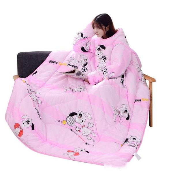 

winter lazy quilt blanket with sleeves quilt carpet warm thickened washed blanket sleeping bag sofa office car for tv