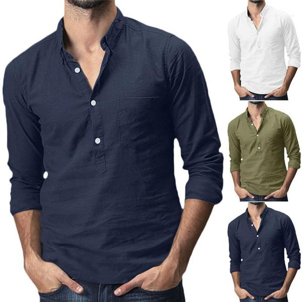 

sleeved mens spring and summer man stand collar tees mens designer solid color shirts with buttons fashion long, White;black