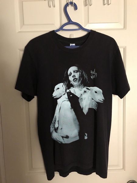 

vtg marilyn manson poster holy wood t shirt usa reprint new summer short sleeves new fashion t-shirt