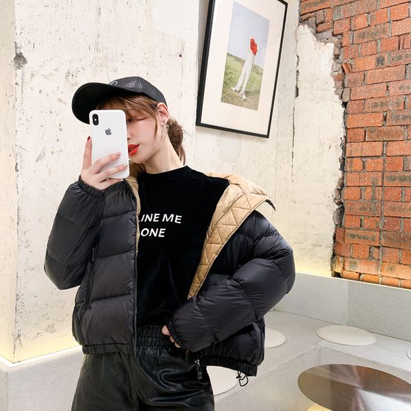 

women's down & parkas singain women white duck coat 2021 winter thicken warm long sleeve outwear korean fashion casual loose oversized, Black