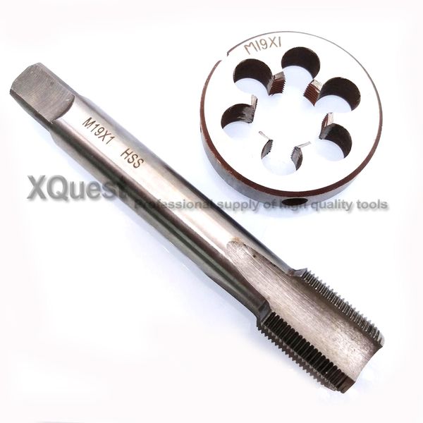

1 set 2pcs hss metric right hand tap and die set m19 fine screw tap round die m19x2 19x1.5 m19x1 m19x0.75 plug taps dies