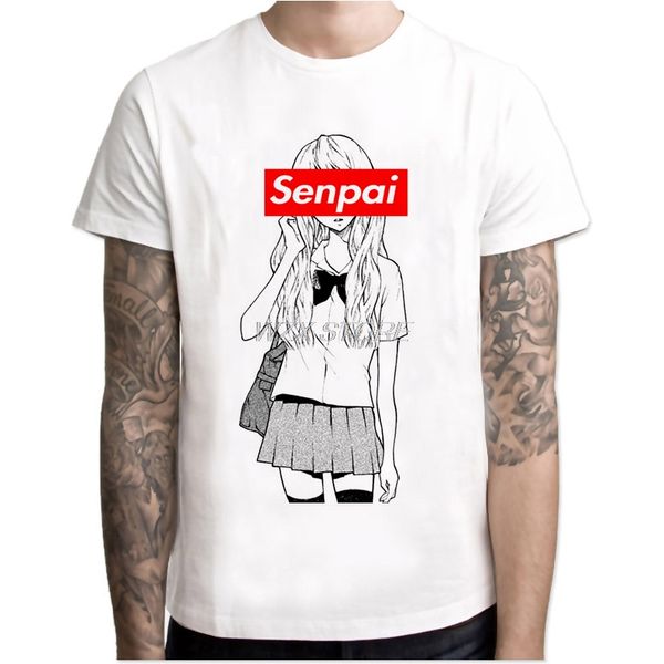 

men's senpai anime girl nerdy cotton white print t-shirt women manga streetwear tee cotton tshirt harajuku clothes