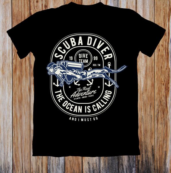 

2019 men t shirt fashion o-neck homme scuba diver the ocean is calling short sleeve button up shirts