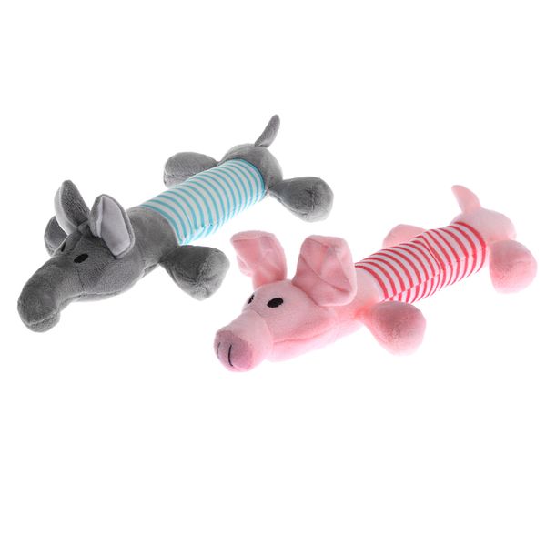 

2 pcs pet dog chew squeaker squeaky sound molars toys gray elephant+pink pig