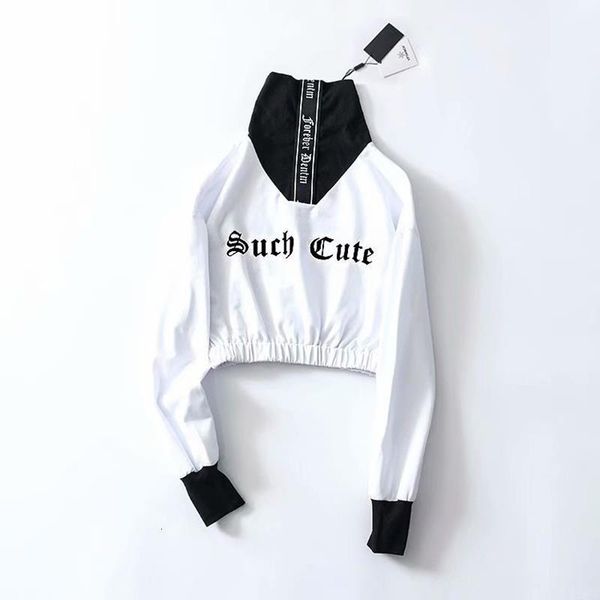 

spring loose short turtleneck sweatshirt letter printed harajuku kpop streetwear high waist sweatshirt pullover sweatshirt women, Black