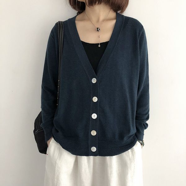 

women's knits & tees johnature women casual japan style sweaters cardigan 2021 autumn v-neck long sleeve female clothes vintage button, White