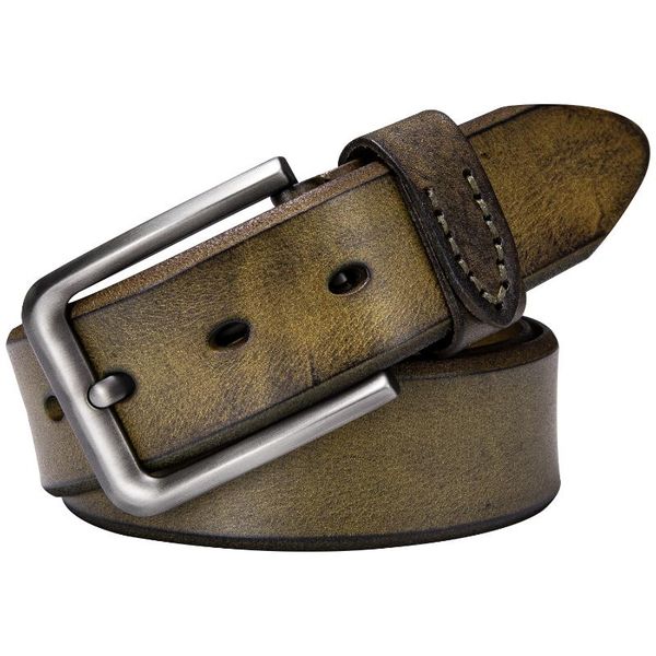 

mens belts cowhide genuine leather pin buckle jeans belt vintage classic green blue cowboy waistband dibangu, Black;brown