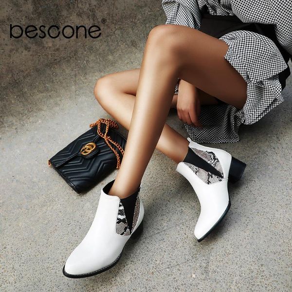 

boots bescone snake pattern women mid-calf winter handmade warm zipper med heel shoes round toe square lady bm229, Black