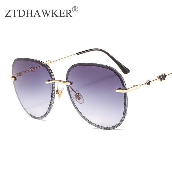 

color crystal cut края безрамных очки большой рамка лягушка зеркало женщина солнцезащитный очки gradient lens, White;black