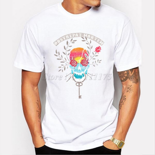

2019 new fashion abstract flower skulls design men's t shirt hipster cool short sleeve tees