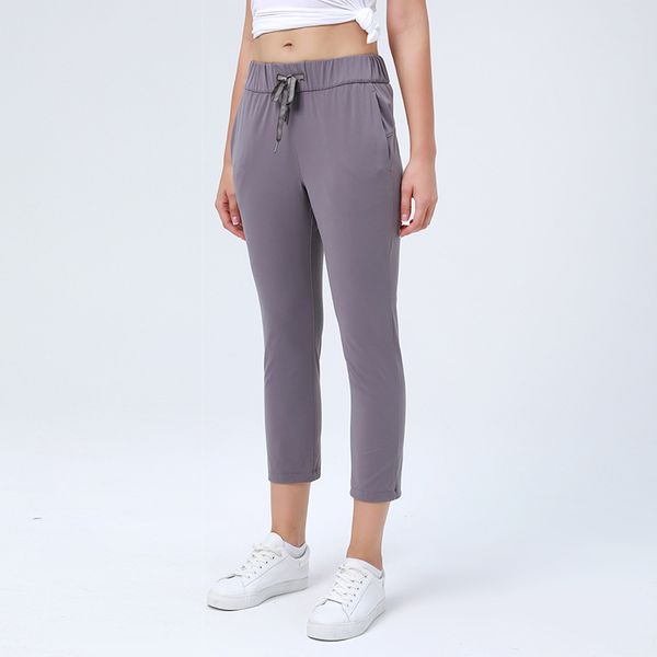 Yoga Kıyafetler Pantolon Spor Giyim Kadın Tayt Cilt Dostu Çıplak İpli Streç Slim Fit Koşu Spor Egzersiz Rahat Capri Tayt