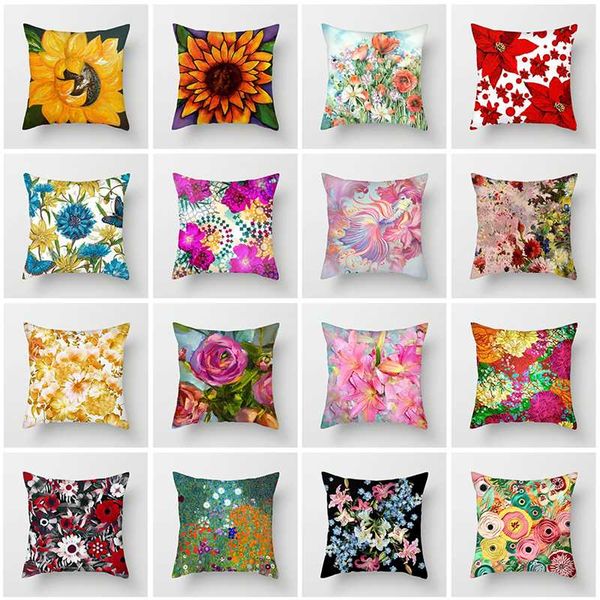 

fuwatacchi colorful rose flower p pillow case oil painting floral cushion cover for home sofa car decor 45x45cm pillowcases
