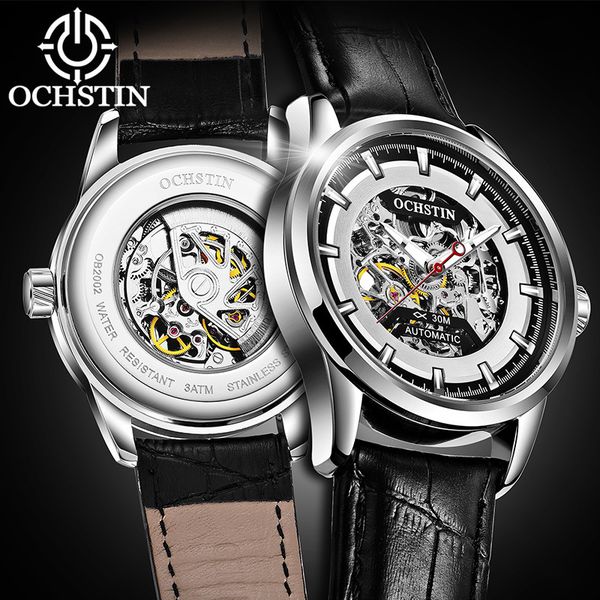 

wristwatches ochstin luxury automatic mechanical sports watch men's high end casual skeleton male wristwatch clock men relogio masculin, Slivery;brown