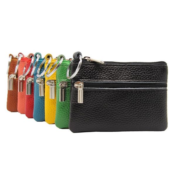 

customizable logo leather mini coin purse bus card holder creative korean zipper multi-function key case coin, Red;black