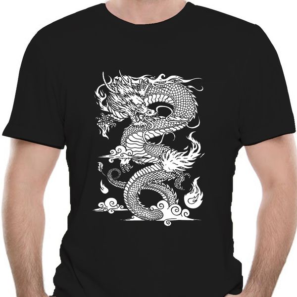 

chinese dragon t-shirt print black tshirt prevailing men t shirt o neck short sleeve 100% cotton eastern chic clothes 9253d