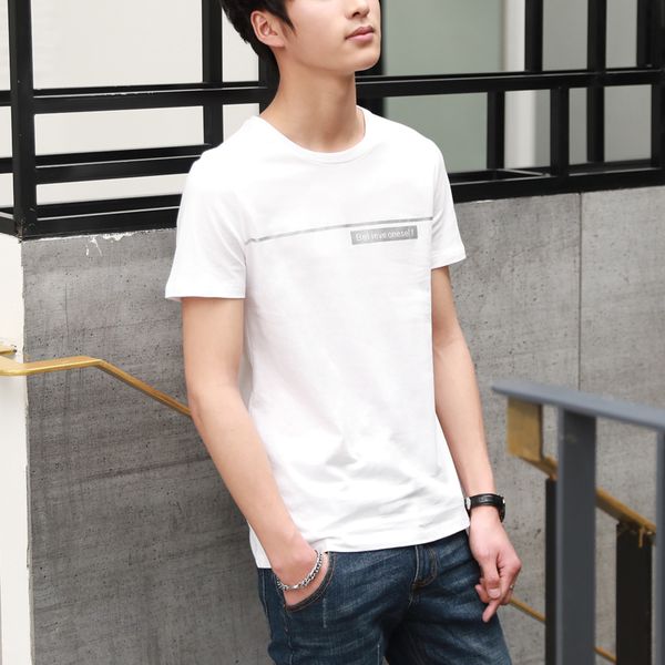 

men's short-sleeved t-shirt, round-collar loose summer korean cotton inner white t-shirt, men's half-sleeve tide, White;black