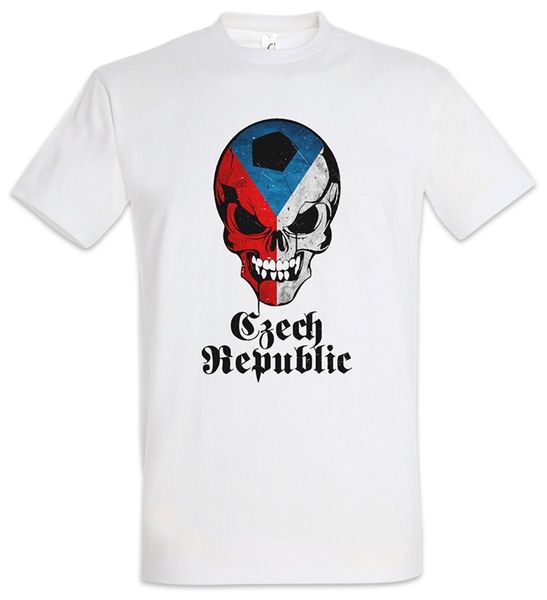 

summer for man summer cotton t-shirt fashion classic footballer soccers czechia skull flag t-shirtdress t-shirt